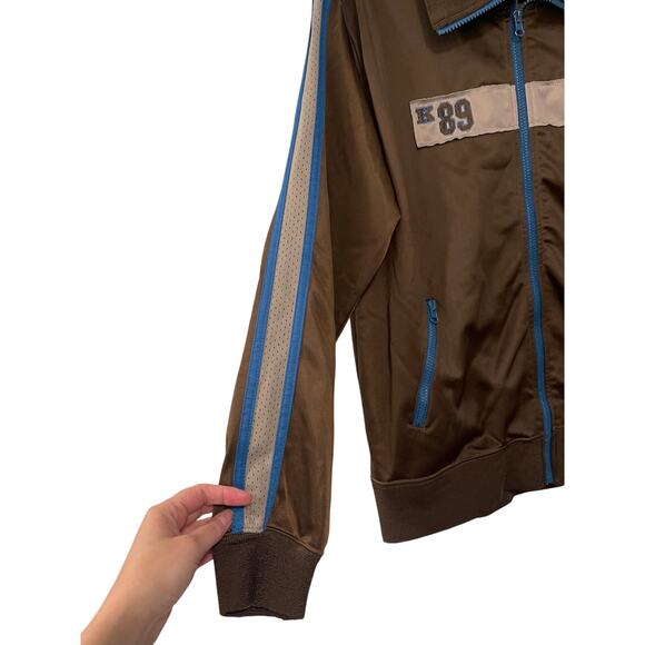 Vintage 90s Kenvelo Men's L European 1989 Track Jacket Full Zip Soccer Brown y2k - Picture 4 of 11